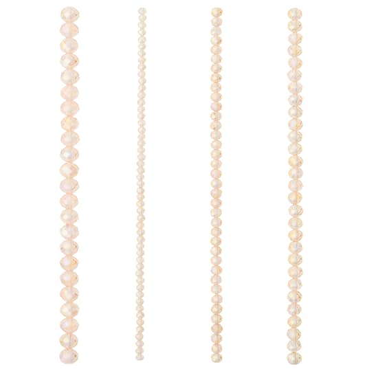 12 Pack: Pink & Gold Plated Faceted Glass Rondelle Beads by Bead Landing™